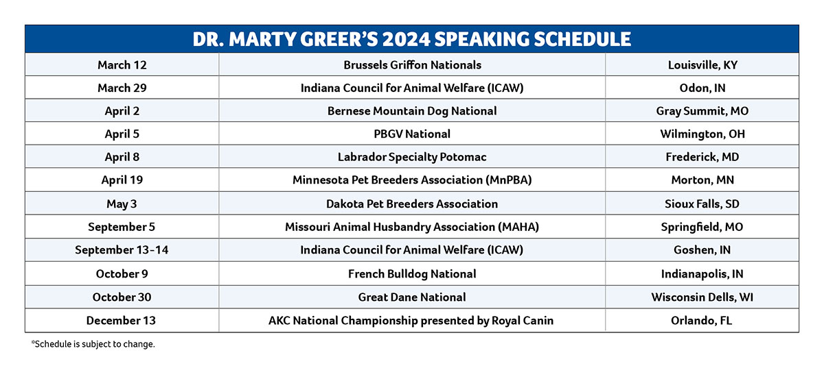 Greer 2024 speaking schedule dates